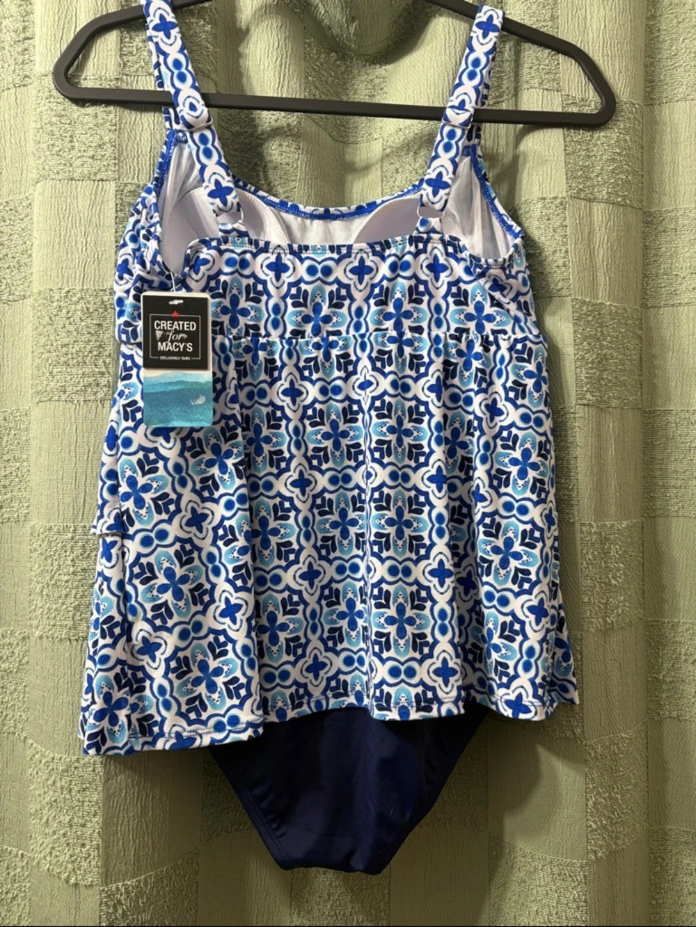 Woman’s  Blue Patterned Ruffle Tankini Swim Set - Picture 4 of 9
